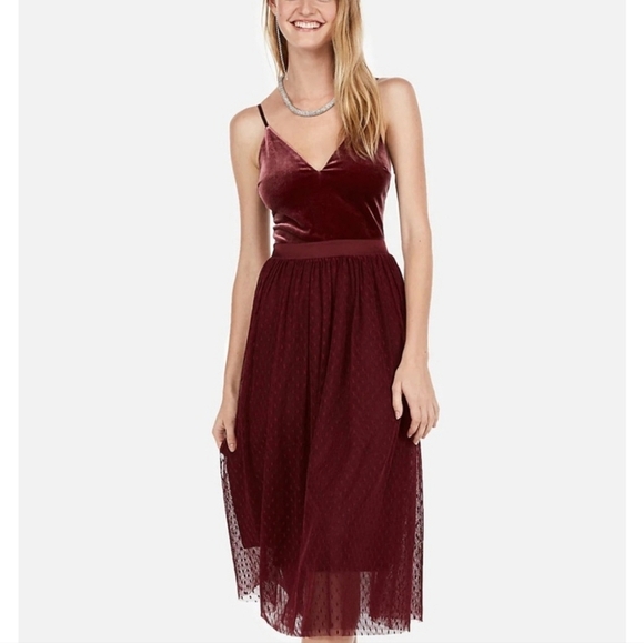 Express Dresses & Skirts - Express Tulle & Velvet Bodice Dress Merlot/Deep Red  Holiday NEW S